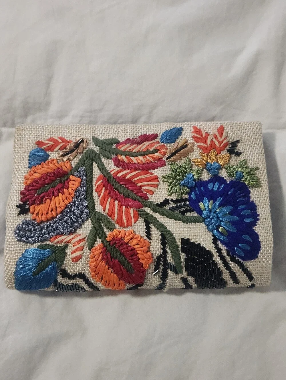 Anthropologie Fanciful Florals Embroidered Clutch bag,  new without tags